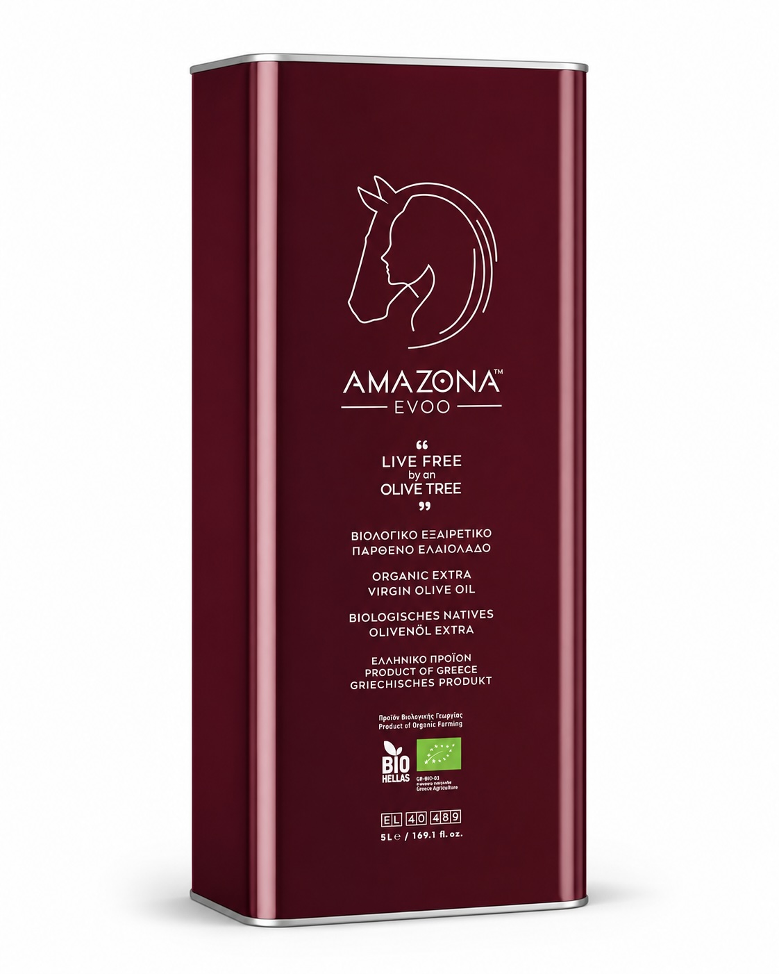 Plechový kanystr STYLIANA AMAZONA BIO 5 litrů – extra panenský olivový olej Arbequina z Chalkidiki, řecký BIO certifikovaný produkt